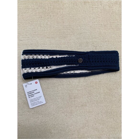 Lululemon Cotton Crochet Headband Club Blue/ Light Ivory One Size New main image 7